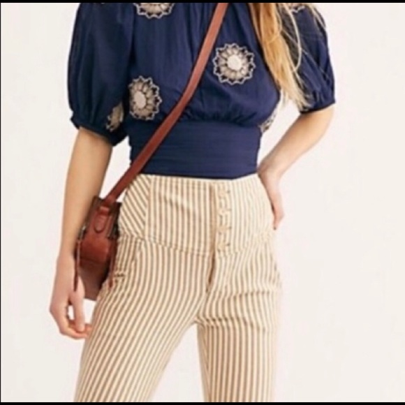 Free People Frankie High Waist Skinny Striped Pants 2 - Picture 1 of 8